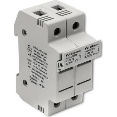 Qoltec Poistková základňa + DC poistka |2P |1000V |30A |10x38 |sol.