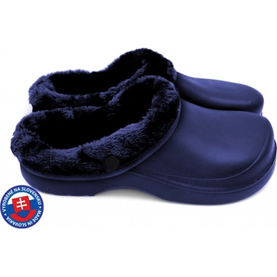 FLAMEshoes dámské zateplené clogsy B-2002 tmavě modré