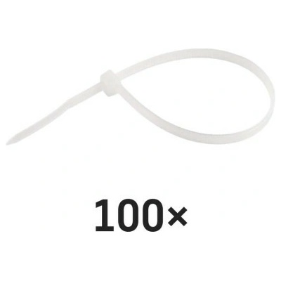 Emos A2850 Sťahovacie pásky biele 200×4.8mm 100ks A2850 - Pásky sťahovacie - O53mm, 22kg, nylon PA66