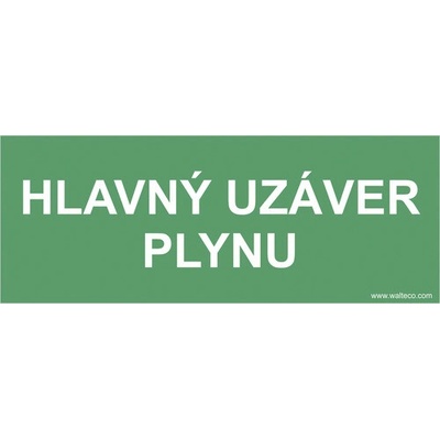 Výstražná tabuľka Hlavný uzáver plynu 80 x 210 mm