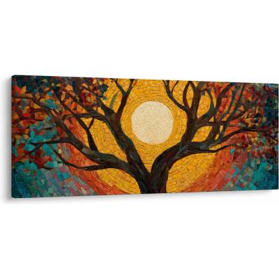 Obraz - Slnko v korune stromu života, jednodielne 120x50 cm