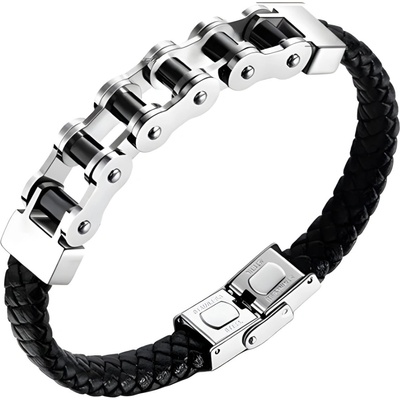 Gaira kožený náramek Chain 30294-10 černá