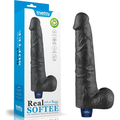 LoveToy Real Softee Rechargeable Vibrating Dildo 10.5" Black