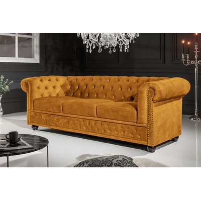 LuxD Designová trojsedačka Chesterfield 205 cm hořčičný samet