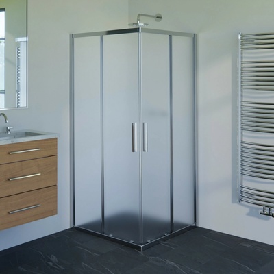 Kout sprchový Wecco SHINY 800×800 mm lesklý hliník/matné sklo