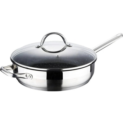 Bergner Pánev s mramorovým povrchem a poklicí GOURMET 24 cm nerez