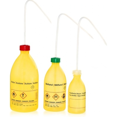Tryska s potiskem Aceton, 1000 ml, žlutá, úzký hrdlo – PE-LD, ADR