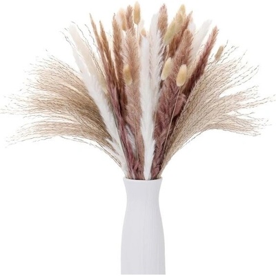 Xialvyu 64 kusů dekorace z pampasové trávy 43 cm, kytice sušených květin, boho sada dekorací s