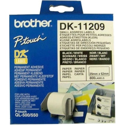 Samolepicí štítky Brother QL - DK-11209, 29 x 62 mm, papírové, s černým tiskem, bílé – Hledejceny.cz
