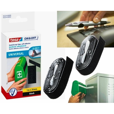 Tesa On & Off Universal samolepiaci suchý zips 20 mm x 1 m čierny