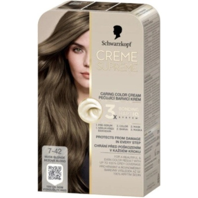 Henkel Schwarzkopf Creme Supreme barva na vlasy 7-42 béžová blond 60 ml