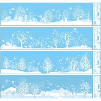 Okenní fólie zimní pruhy 64 x 15 cm set