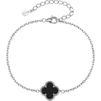 Bealio 14717 stříbrný náramek ČTYŘLÍSTEK onyx 03-14717-5383