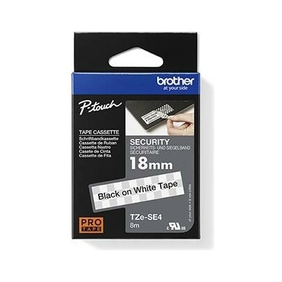 Brother originál páska do tlačiarne štítkov Brother TZE-SE4 černý tlač/biely podklad laminovaná 8 m 18 mm plombovacia
