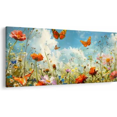 Obraz - Motýle na letnej lúke, jednodielne 250x125 cm