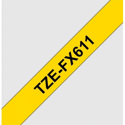 Brother TZE-FX611 originálna páska do tlačiarne štítkov čierna tlač/žltý podklad laminovaná 8 m 6 mm