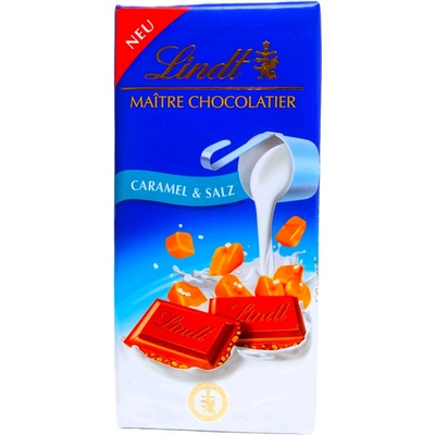 Lindt Maitre Chocolatier Caramel & Salz mléčná se slaným karamelem a mořskou solí 100 g