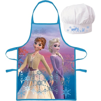Euroswan Detská zástera s čiapkou Frozen II - Anna a Elsa
