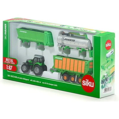 SIKU Farmer Deutz se sadou přívěsů Joskin 1:87