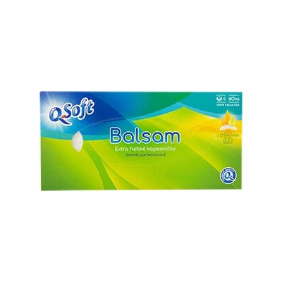 Qsoft papierové vreckovky 4-vrstvové BOX 60 ks balzam