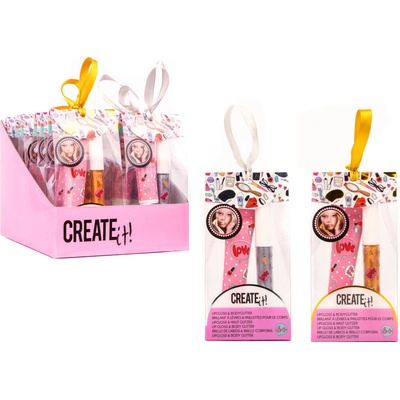 Create it! Lesk na pery + trblietky na telo strieborné (can84142s)