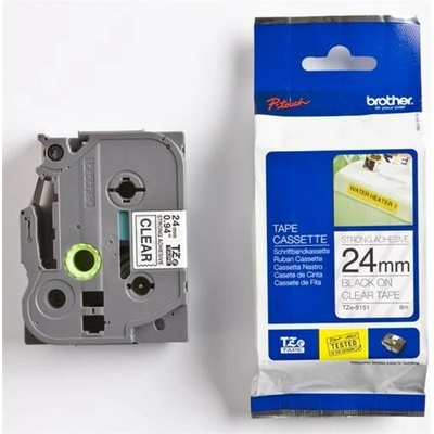 Páska Brother TZE-S151, 24mm, průsvitná/černá, adhezivní, laminovaná, délka 8m TZES151
