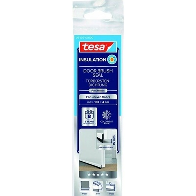 Tesa Kartáčová ALU lišta pod dveře, pro nerovné podlahy, zasunovatelná, bílá, 1m x 1,5mm (05405-00100-01)