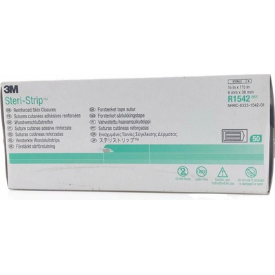 3M Steri-Strip zpevněné náplasťové stehy 0,6 cm x 3,8 cm 50 ks