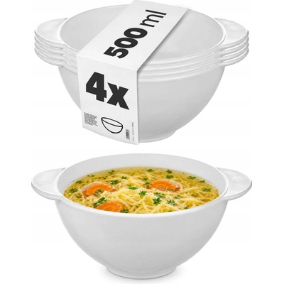 Kadax Bulionovka bílá skleněná na polévku boršč sklo 500 ml