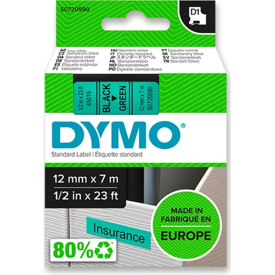 Dymo D1 S0720590 - originální polyesterová páska - 12 mm × 7 m, černo-zelená