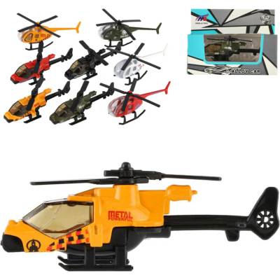 Teddies Vrtulník/Helikoptéra kov/plast 10cm mix barev 12x9x5cm v krabičce 1 kus