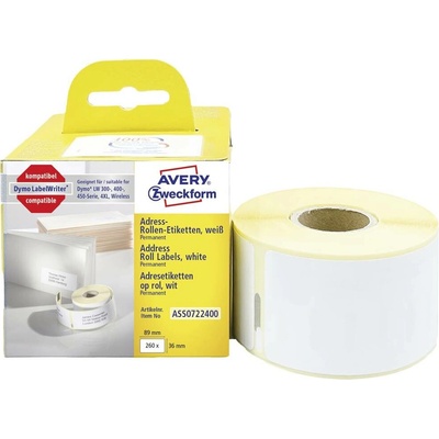 Avery-Zweckform etikety v roli kompatibilná náhradný DYMO, Seiko 99012, S0722400 89 x 36 mm papier biela 260 ks trvalé a