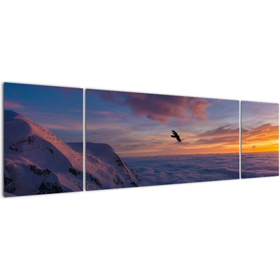 Obraz při západu slunce, Mt. Blanc, třídílný 170x50 cm