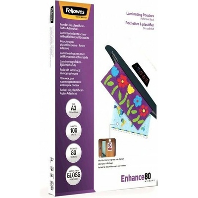 Laminovací fólie, lesklá, A3, 80 micron, samolepící, FELLOWES