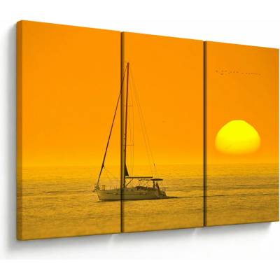 Obraz - Loďka uprostred mora, trojdielne 120x80 cm