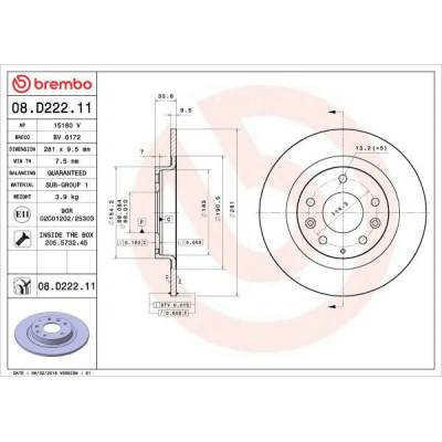 BREMBO brzdový kotúč 08.D222.11, sada 2 ks