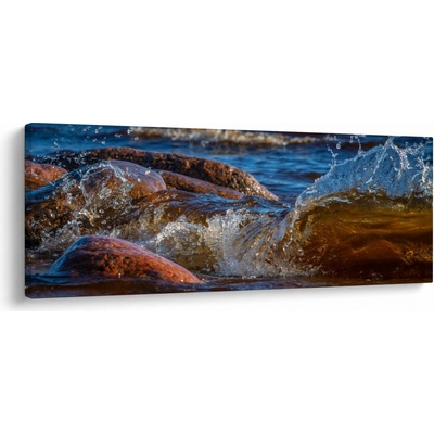 Detailní obraz - voda mezi kameny, jednodílný 100x40 cm