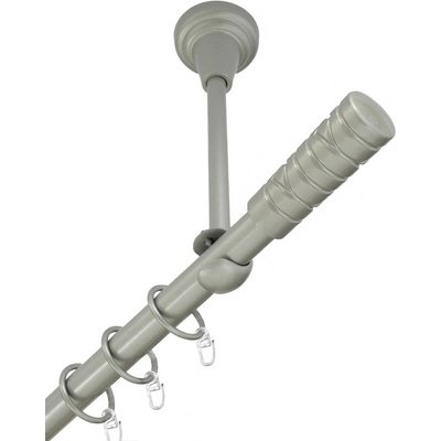 OK-GarnýžeCZ Garnýž kovová jednořadá 16mm Torino stříbrná mat 420 cm do stropu / kroužky s háčkem
