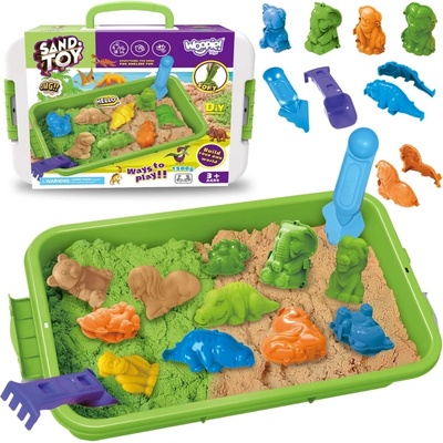 Woopie kinetický písek 1,5 kg xxl zoo safari se stolkem a formičkami
