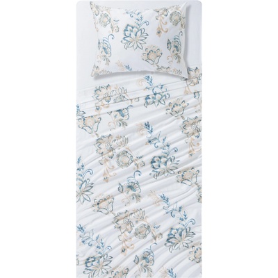 Livarno home Súprava posteľnej bielizne z bavlneného saténu 3dielna ornament/modrá/biela/béžová 100388369