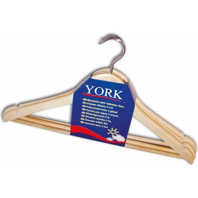 Vešiaky York 067510, na oblečenie, drevené, bal. 3 ks, 44,5x23 cm
