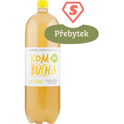 Country Life Kombucha bancha s příchutí citron bio 2 l