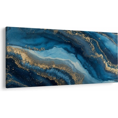 Obraz - Modrá mramorová abstrakcia, jednodielne 200x100 cm