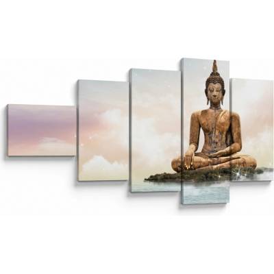 Obraz - Budha dozerajúci na zemi, päťdielne 110x60 cm