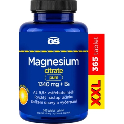GS Magnesium citrát 1340 mg B6 XXL 365 tabliet