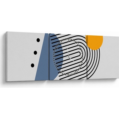 Obraz - Minimalistická abstrakce N⁰2 (s hodinami), třídílný 90x30 cm s hodinami
