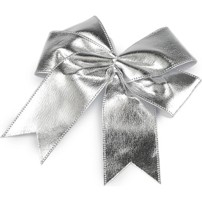 Vánoční mašle metalická - (13x12 cm) stříbrná