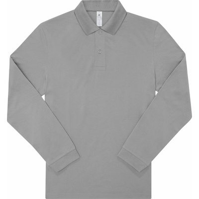 B&C MY POLO 180 LSL Pánská polokošile s dlouhým rukávem světle šedá