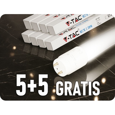 V-TAC LED trubica T8 18W, 1850lm, G13 nano plast 120cm, 5+5 Denná biela