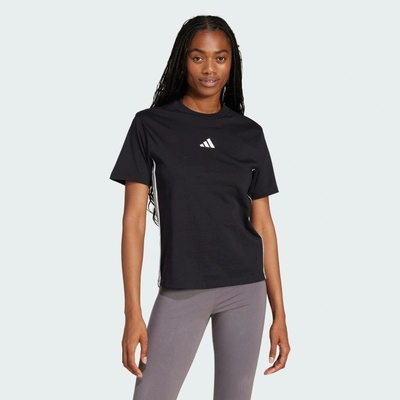 adidas Bavlněné tričko Essentials 3 Stripes černá